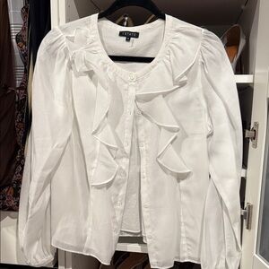 1. State Women's Elegant White Ruffle Blouse